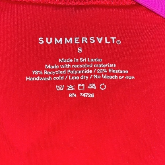 Summersalt The Deep Dive Colorblock One Piece Swimsuit Lava Hibiscus 8 - Picture 10 of 10